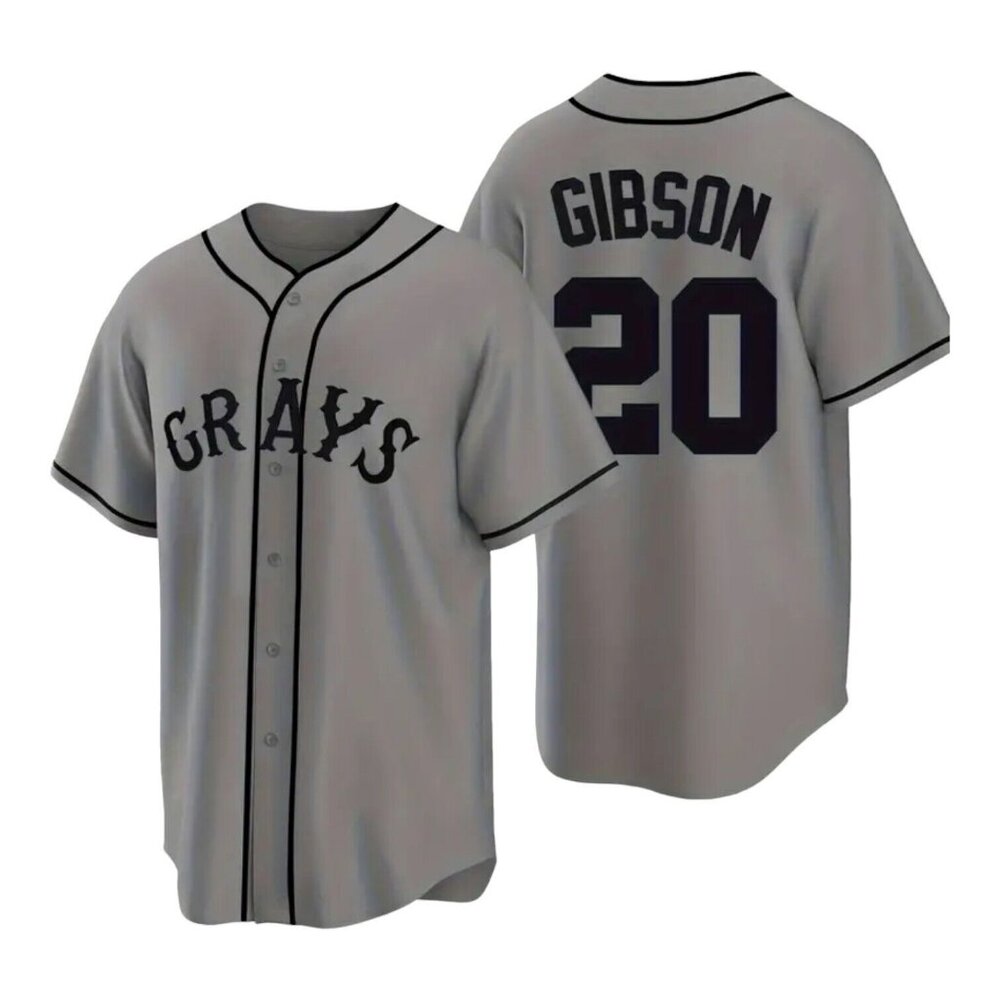 Grays Josh Gibson #20 Stitched Baseball Jersey Gray Men's